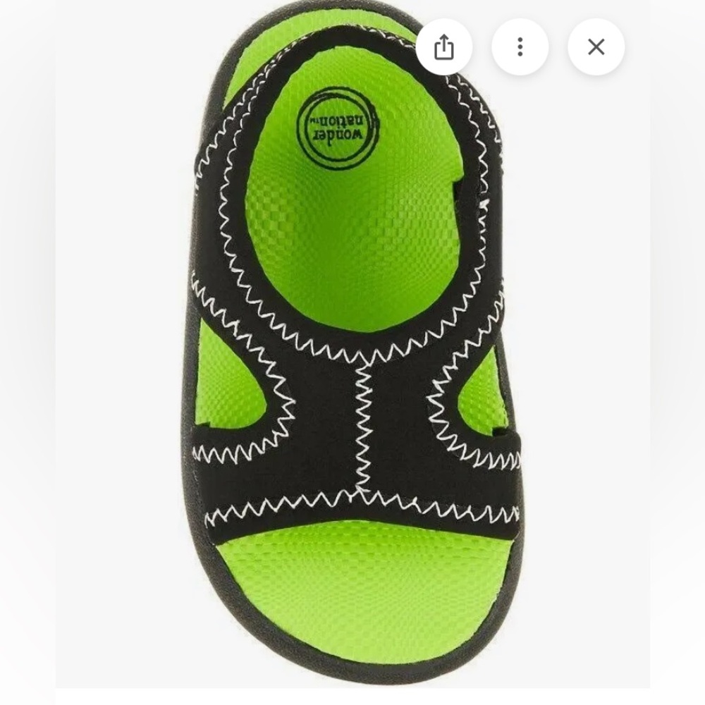Wonder Nation Toddler Baby Sling Back Black open toe Sandal Water Shoes Sz 3 - Picture 2 of 8